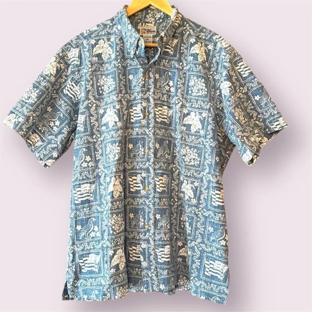 REYN SPOONER Vintage Reverse Print Hawaiian Button Down Shirt